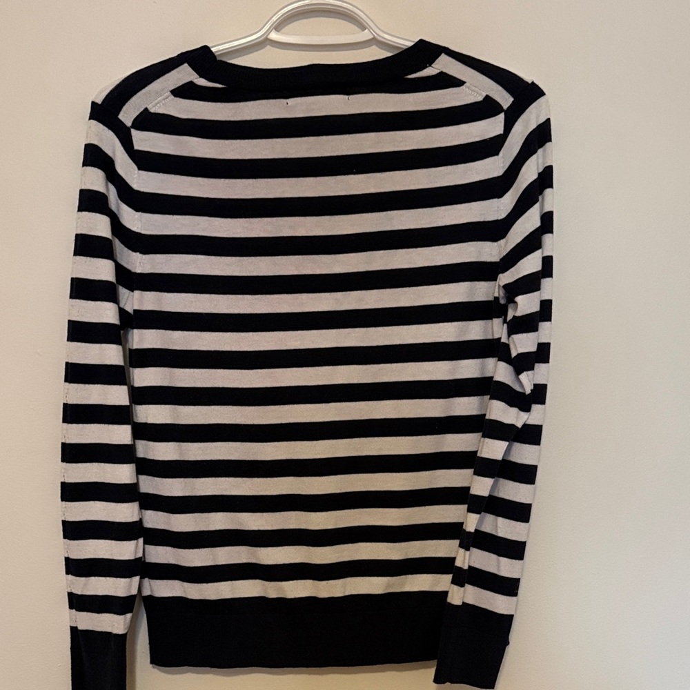Banana Republic Navy Blue and White Striped Crew Neck Sweater - Picture 7 of 7